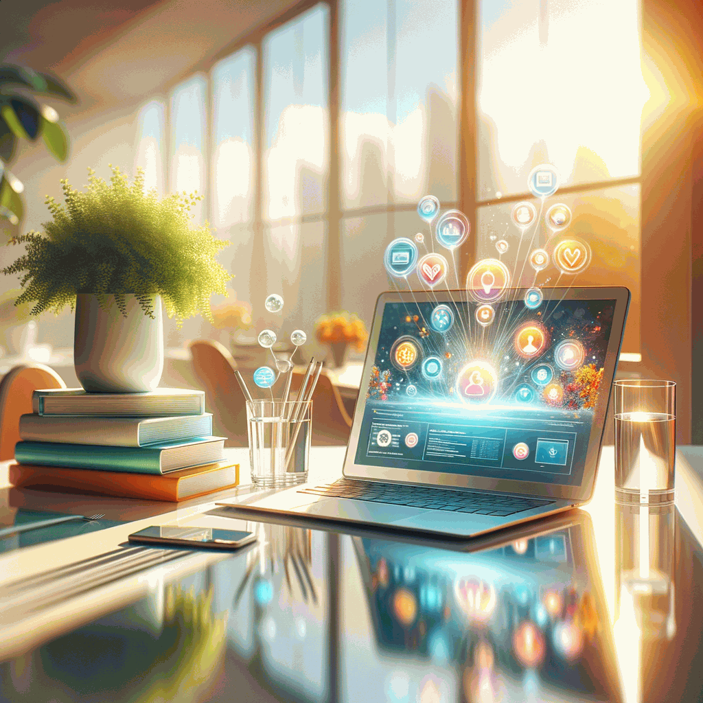 Сучасний робочий простір із ноутбуком, що показує вебінтерфейс медичної інформації