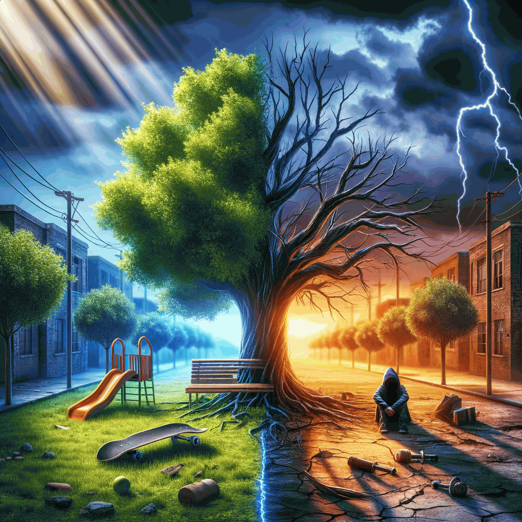 Контрастні дерева символізують вплив виховання на агресію підлітків