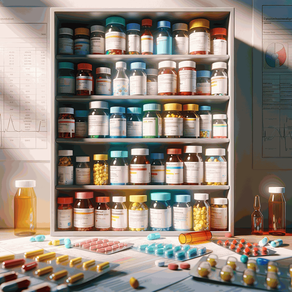 Сучасна дитяча аптечка з яскравими пляшечками ліків для безпеки при СДУГ у дітей