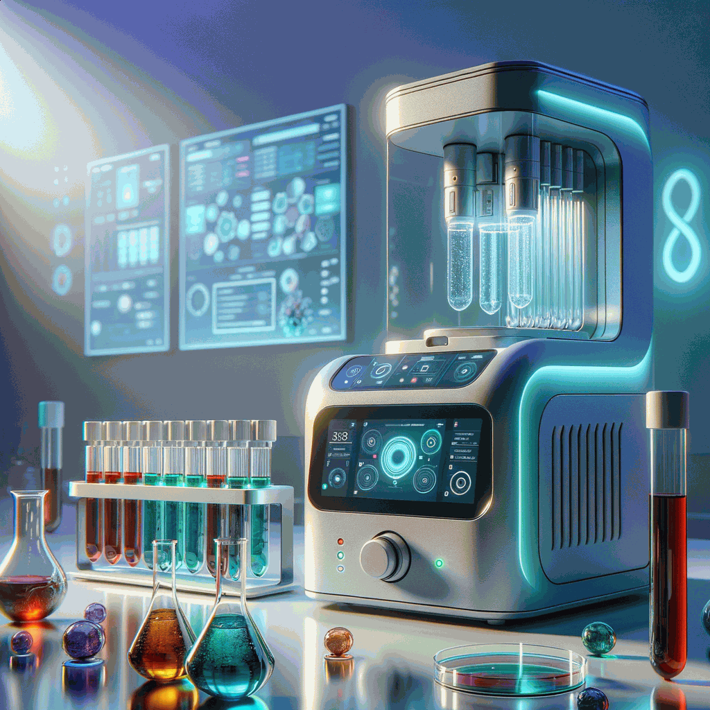 Сучасна лабораторія з двома медичними тестовими пристроями на білому столі