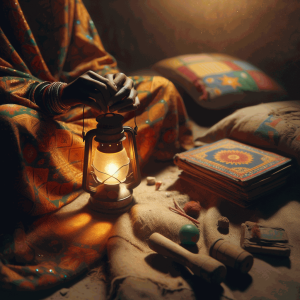 Тепле світло ліхтаря в руках матері символізує психічне здоров’я дітей-біженців